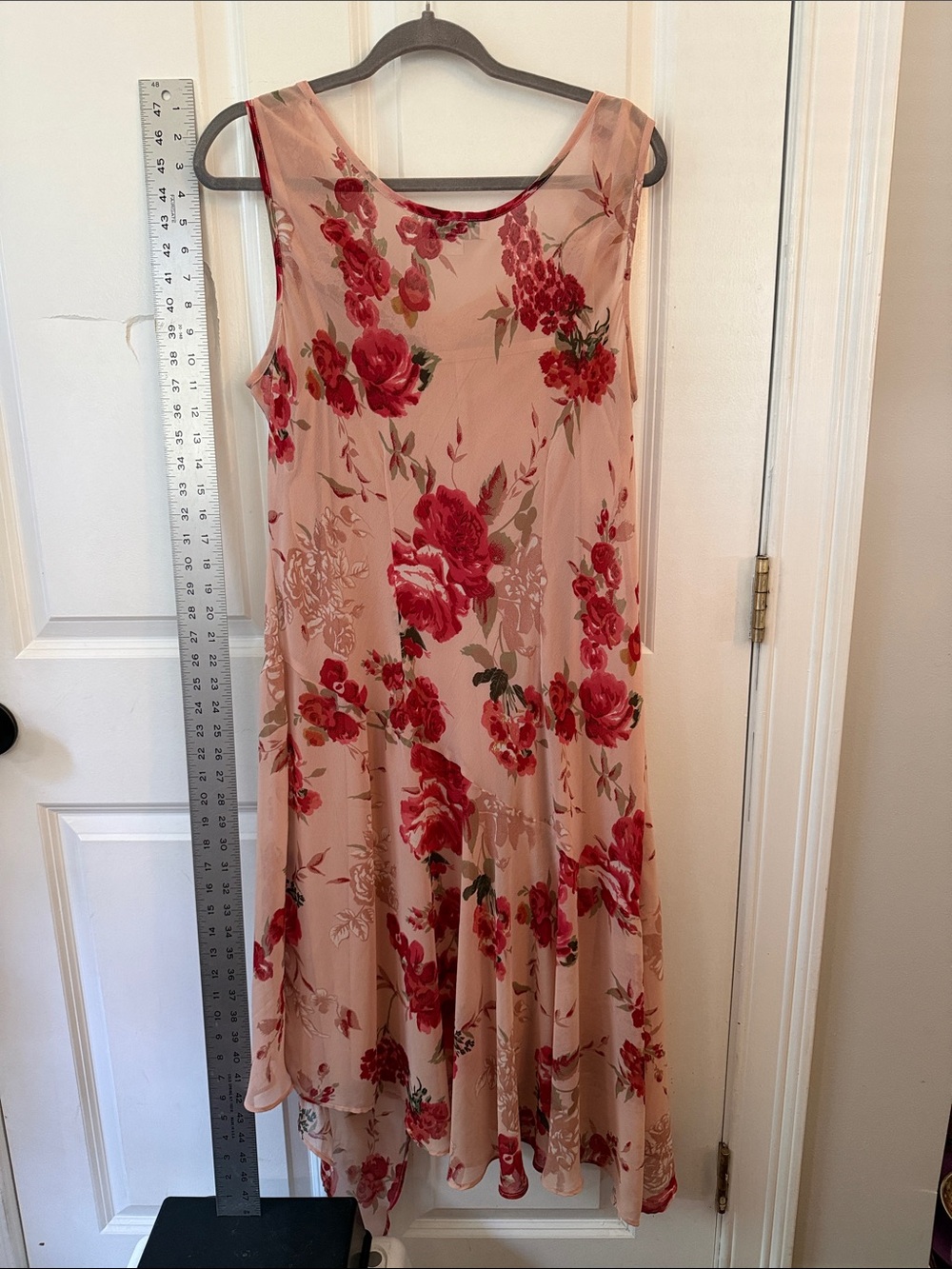 Dress Barn Blush Pink Floral Asymmetrical Cowl Neck Dress - Picture 3 of 6